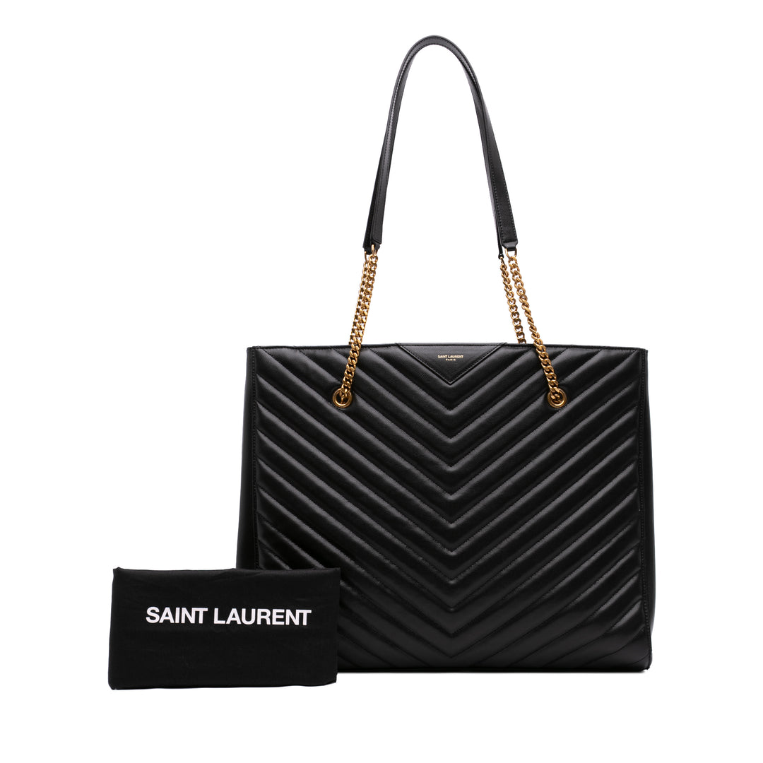 Saint Laurent Chevron Grain De Poudre Tribeca Cabas Grand Noir – vue 5 – GABY PARIS
