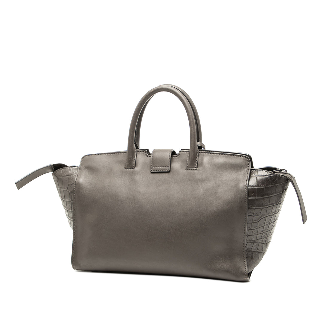 Saint Laurent Small Croc embossé Trimmed Cuir Downtown Cabas Sac cartable