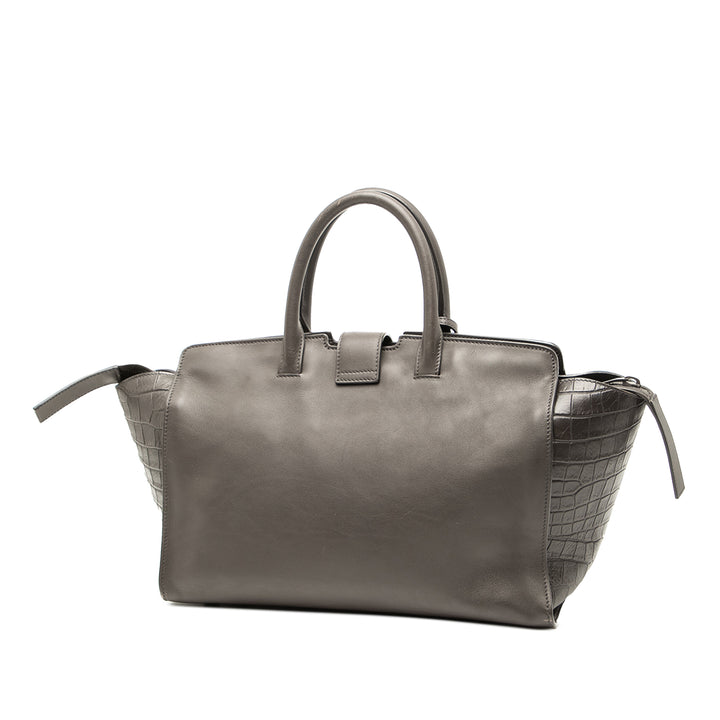 Saint Laurent Small Croc embossé Trimmed Cuir Downtown Cabas Sac cartable