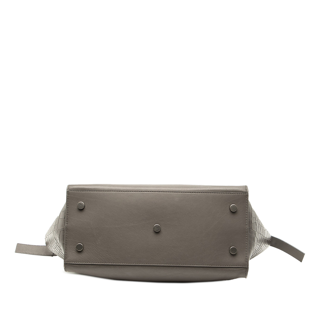 Saint Laurent Small Croc embossé Trimmed Cuir Downtown Cabas Sac cartable