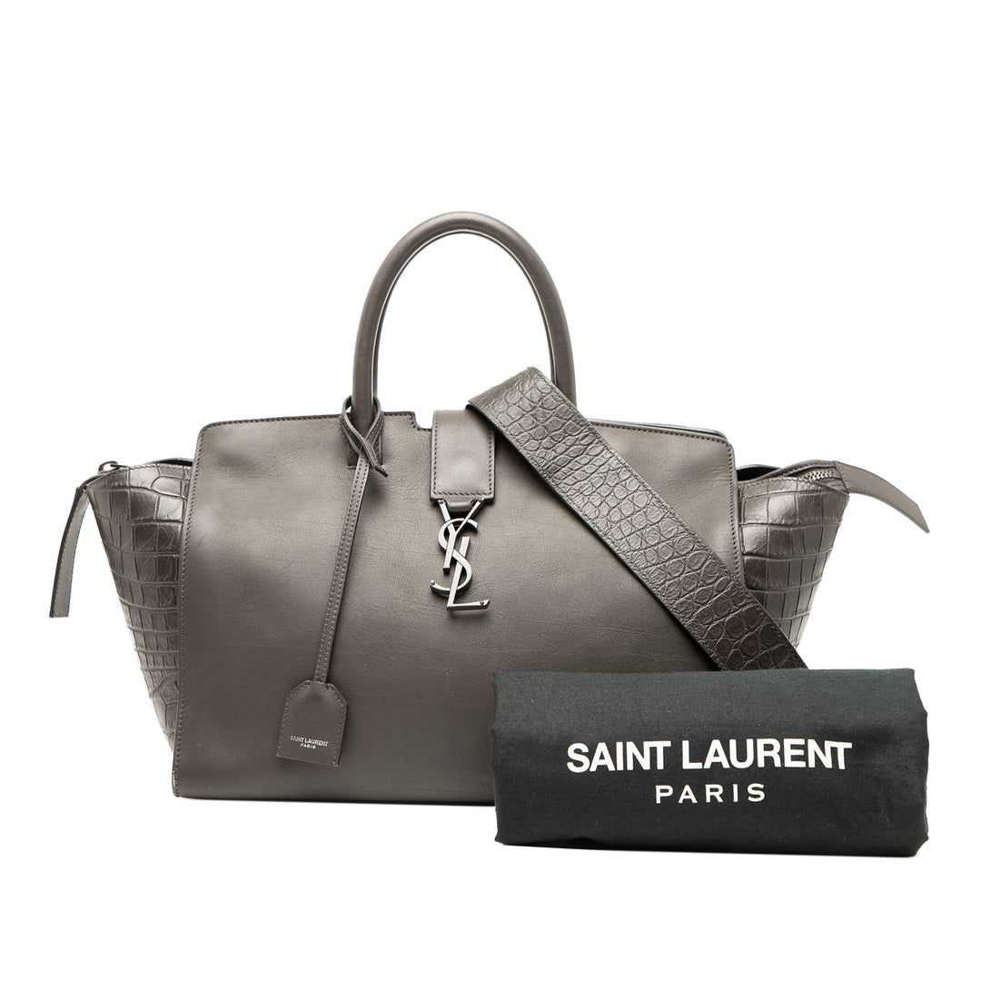 Saint Laurent Small Croc embossé Trimmed Cuir Downtown Cabas Sac cartable