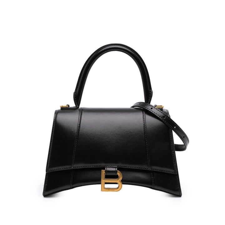 Balenciaga brillant Box Hourglass sac à Petit Cuir de veau Noir