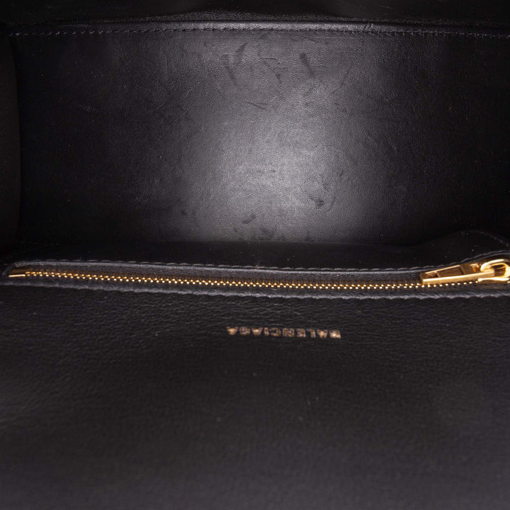 Balenciaga brillant Box Hourglass sac à Petit Cuir de veau Noir