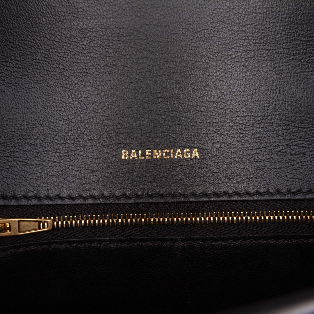 Balenciaga brillant Box Hourglass sac à Petit Cuir de veau Noir