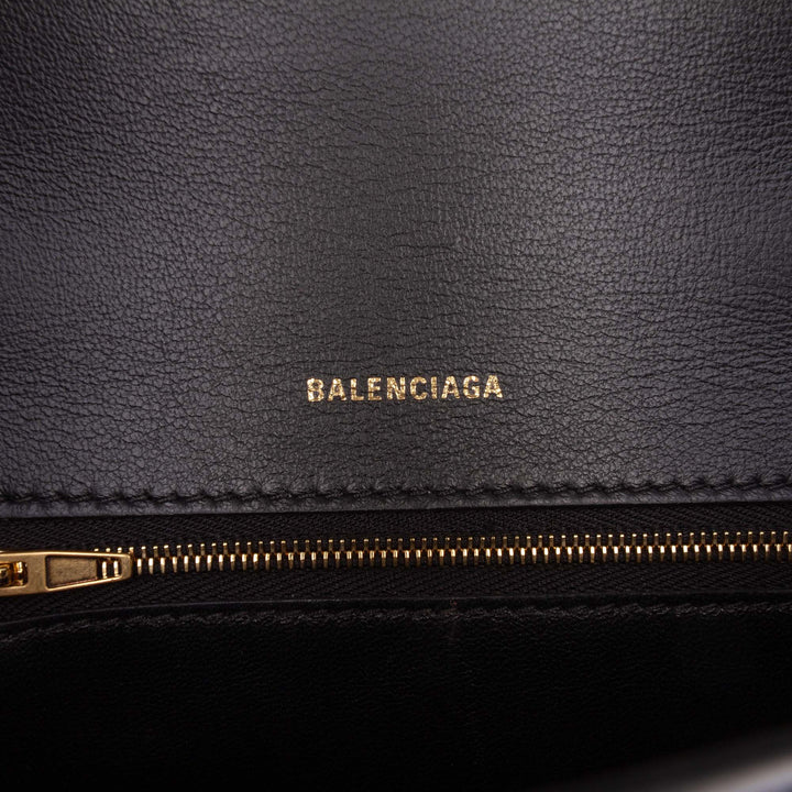 Balenciaga brillant Box Hourglass sac à Petit Cuir de veau Noir
