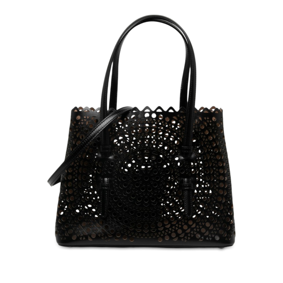 ALAÏA Vienne Laser Cut Mina 25 Cuir de veau Noir – vue principale – GABY PARIS