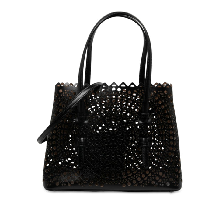 ALAÏA Vienne Laser Cut Mina 25 Cuir de veau Noir – vue principale – GABY PARIS