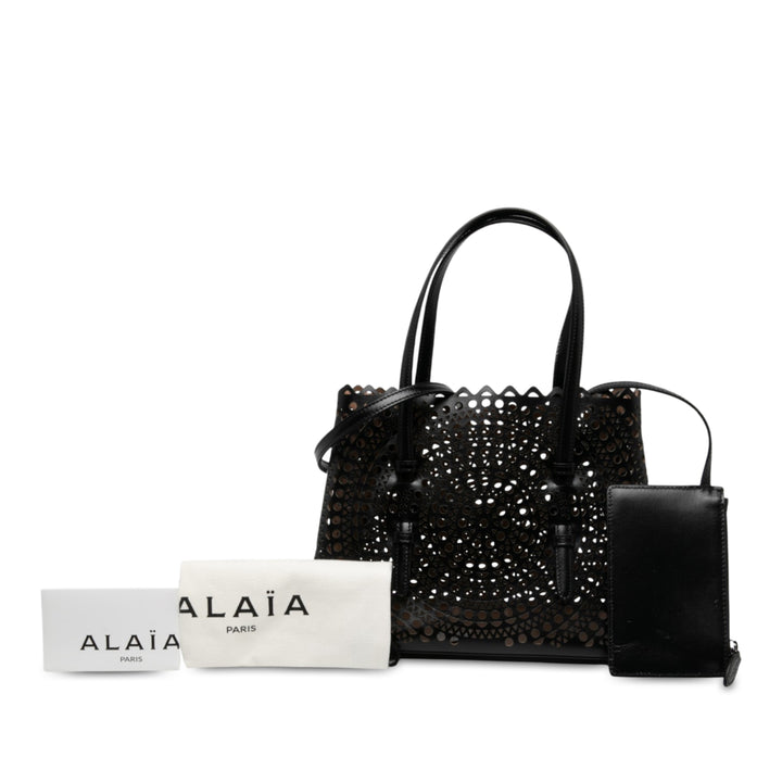 ALAÏA Vienne Laser Cut Mina 25 Cuir de veau Noir – vue 6 – GABY PARIS
