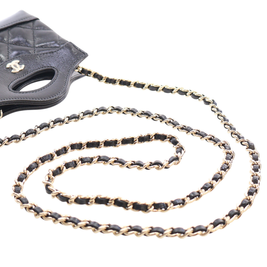 Chanel brillant 31 Pochette avec chaîne Micro Cuir d'agneau Noir
