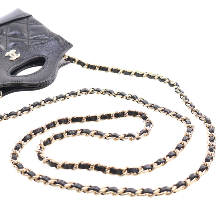 Chanel brillant 31 Pochette avec chaîne Micro Cuir d'agneau Noir
