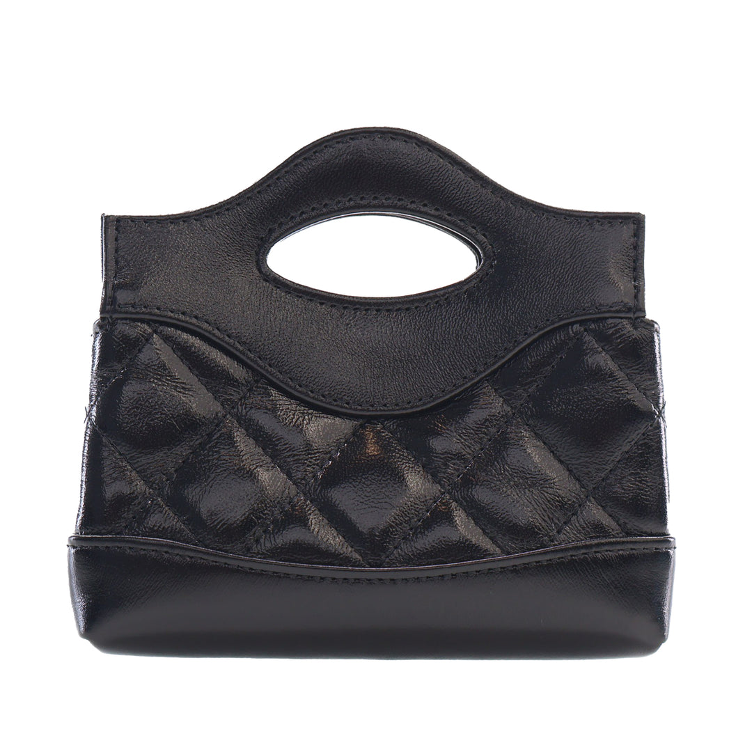Chanel brillant 31 Pochette avec chaîne Micro Cuir d'agneau Noir