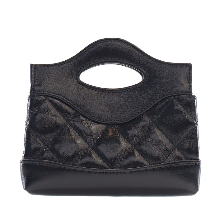 Chanel brillant 31 Pochette avec chaîne Micro Cuir d'agneau Noir