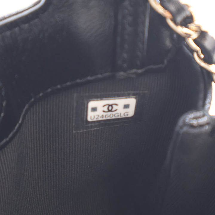 Chanel brillant 31 Pochette avec chaîne Micro Cuir d'agneau Noir