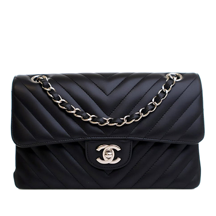 Chanel Small Classic Chevron Cuir d’agneau Double rabat