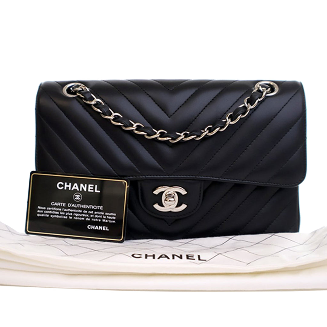 Chanel Small Classic Chevron Cuir d’agneau Double rabat