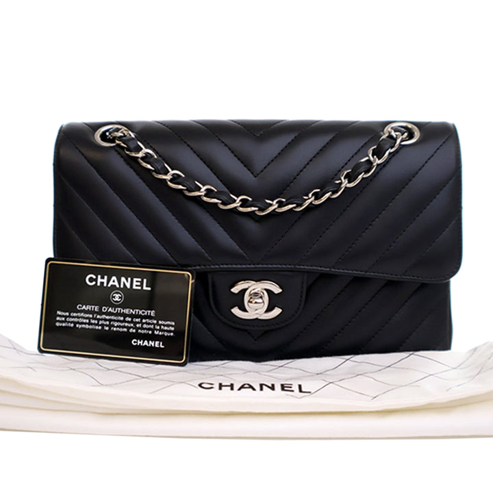 Chanel Small Classic Chevron Cuir d’agneau Double rabat