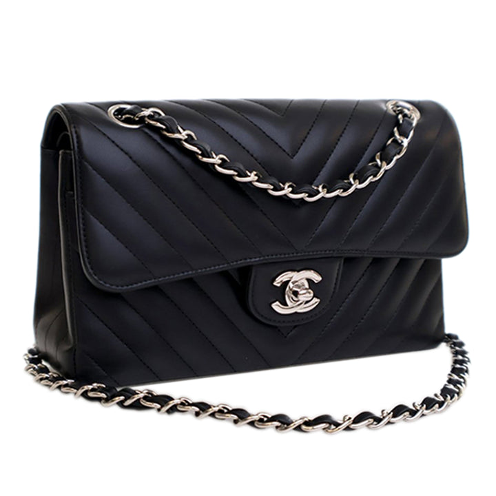 Chanel Small Classic Chevron Cuir d’agneau Double rabat