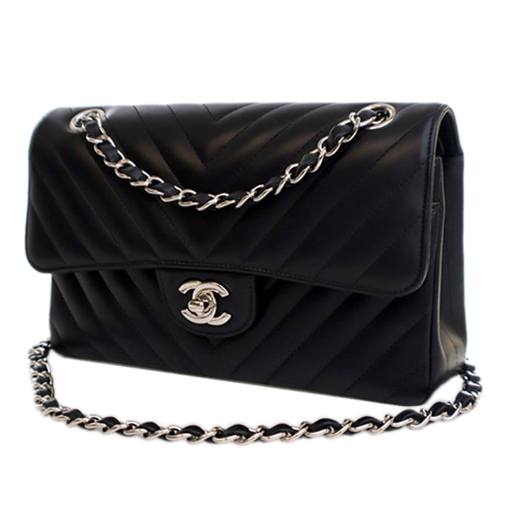 Chanel Small Classic Chevron Cuir d’agneau Double rabat