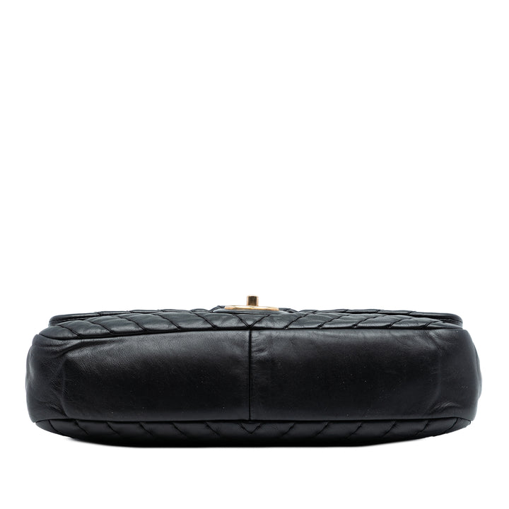 Chanel Jumbo Chevron Iridescent Cuir de veau Surpique à rabat