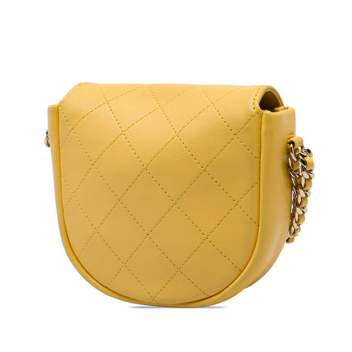 Chanel Surpiqué Casual Trip à rabat Cuir de chèvre Jaune – vue 2 – GABY PARIS