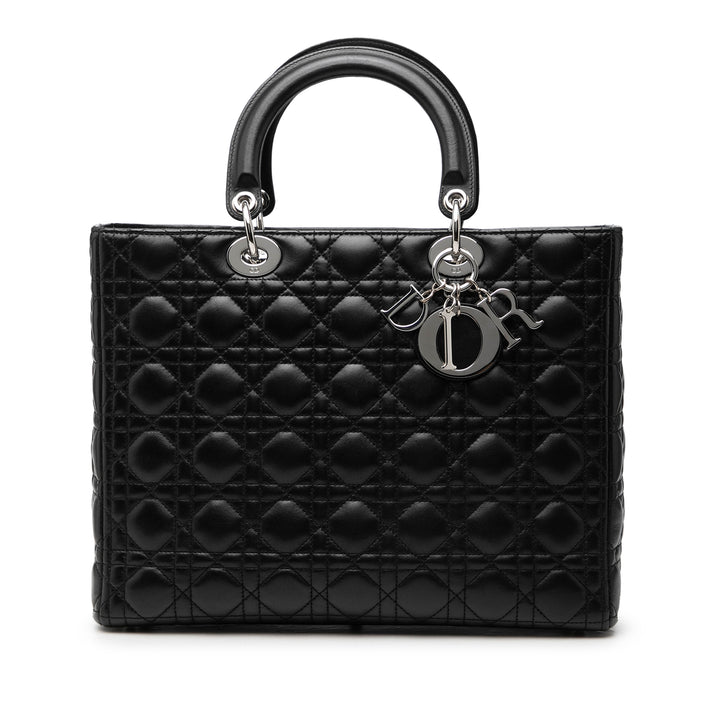 Lady Dior Cannage Grand Cuir d'agneau Noir
