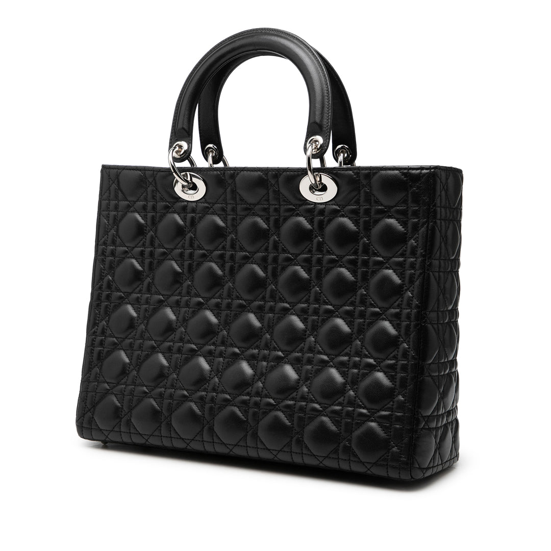 Lady Dior Cannage Grand Cuir d'agneau Noir