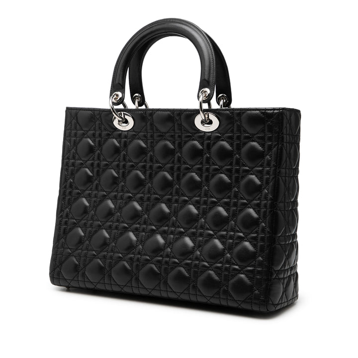 Lady Dior Cannage Grand Cuir d'agneau Noir