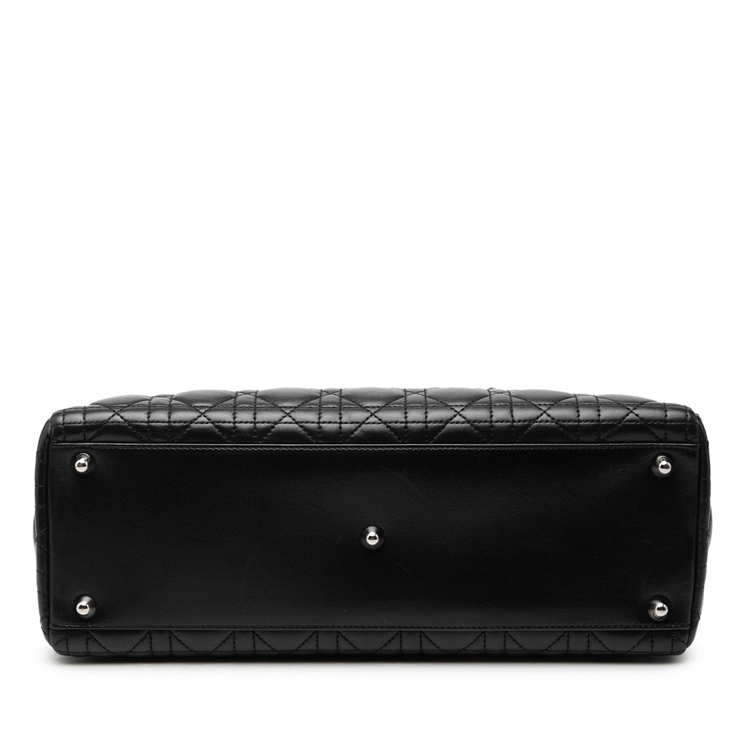 Lady Dior Cannage Grand Cuir d'agneau Noir