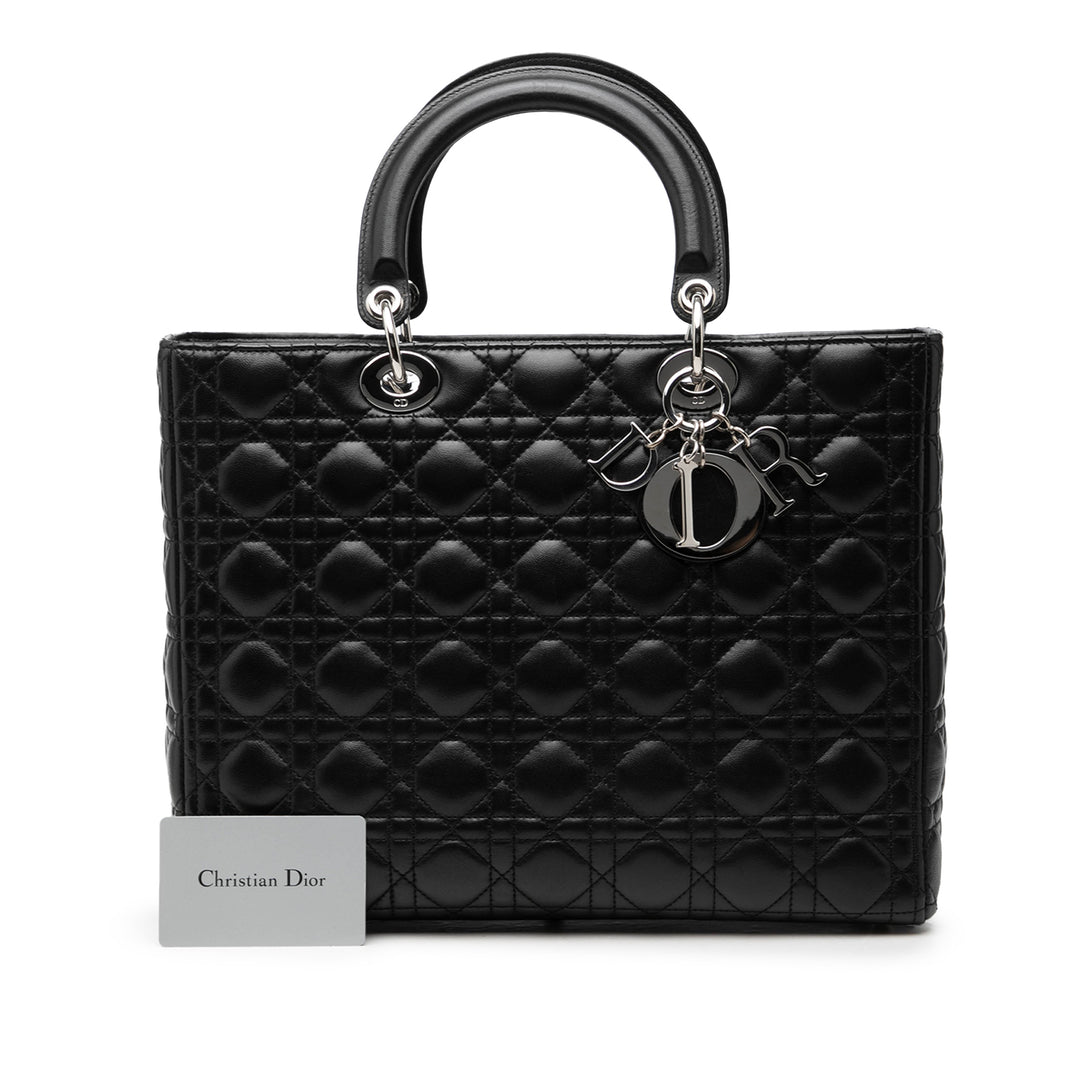 Lady Dior Cannage Grand Cuir d'agneau Noir