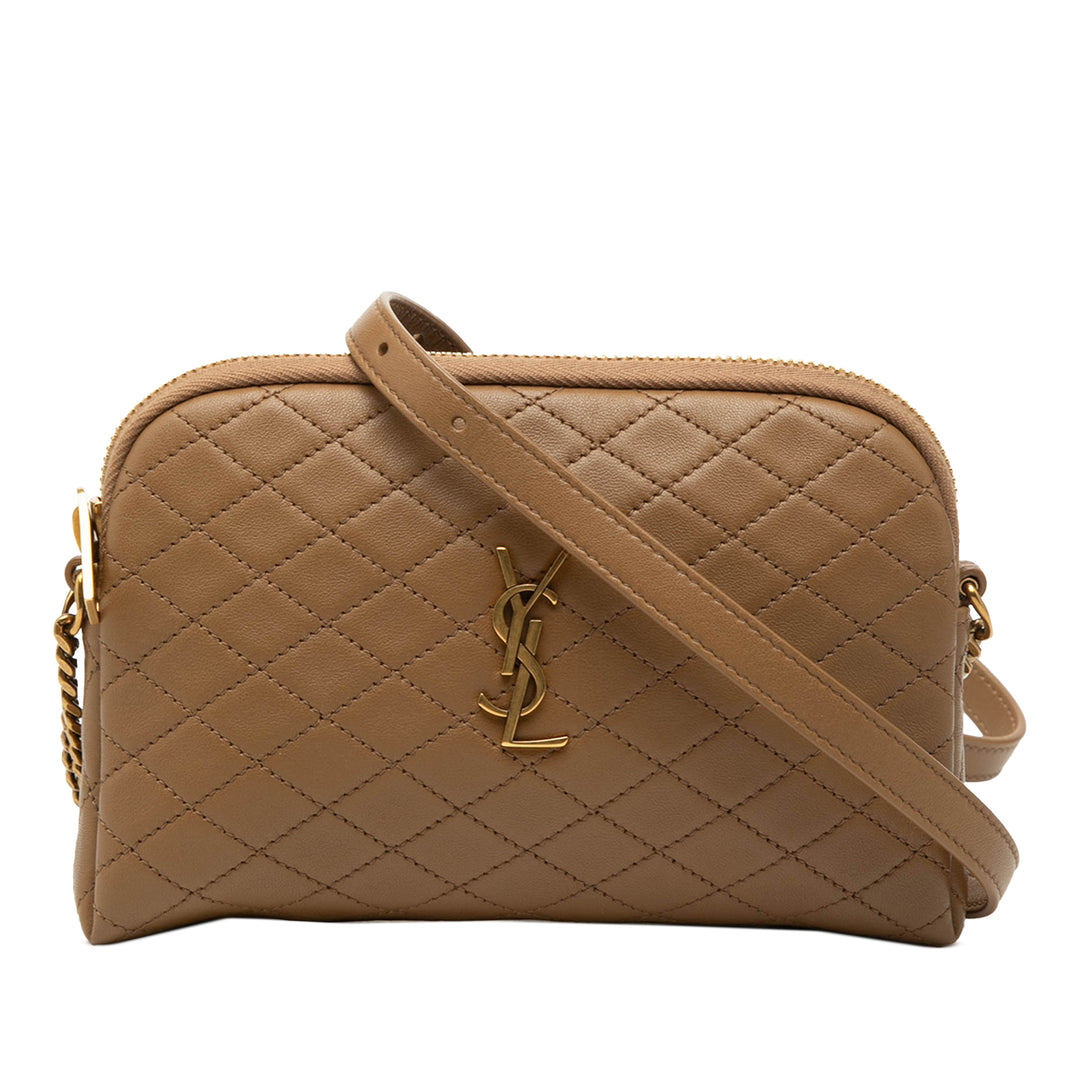 Saint Laurent Mini Matelassé Cuir d’agneau Gaby Zippered Pochette