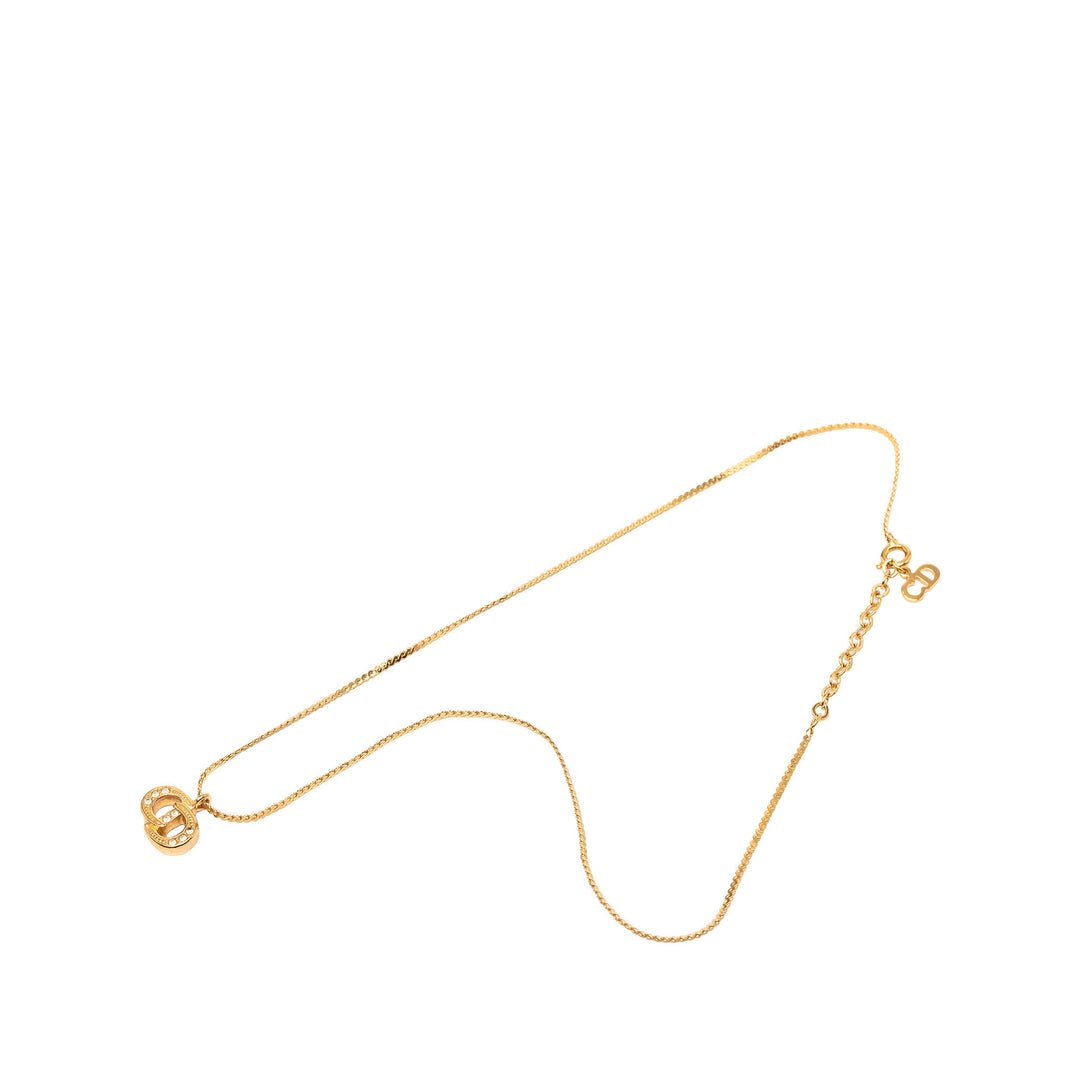 Dior plaqué Strass CD Logo Pendant Collier