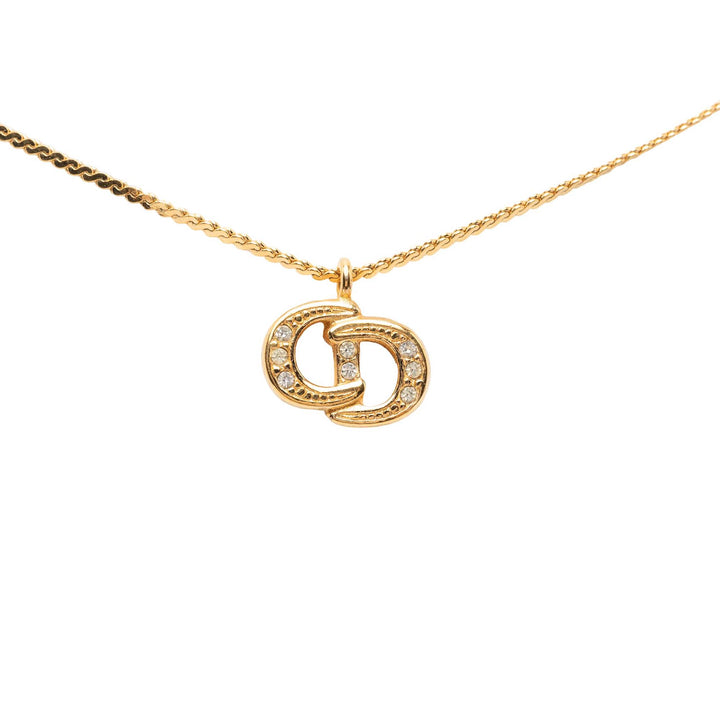 Dior plaqué Strass CD Logo Pendant Collier