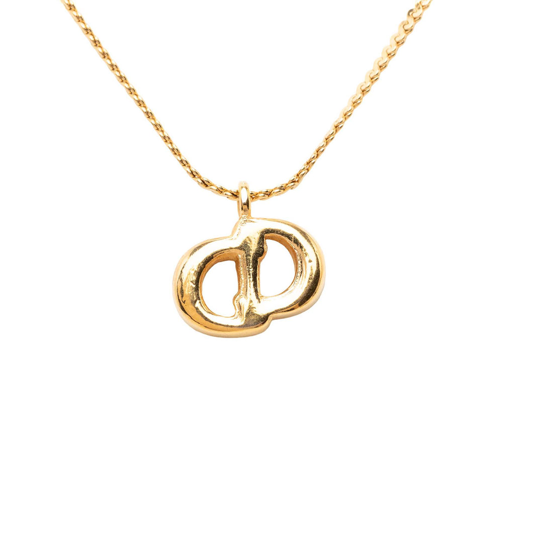 Dior plaqué Strass CD Logo Pendant Collier