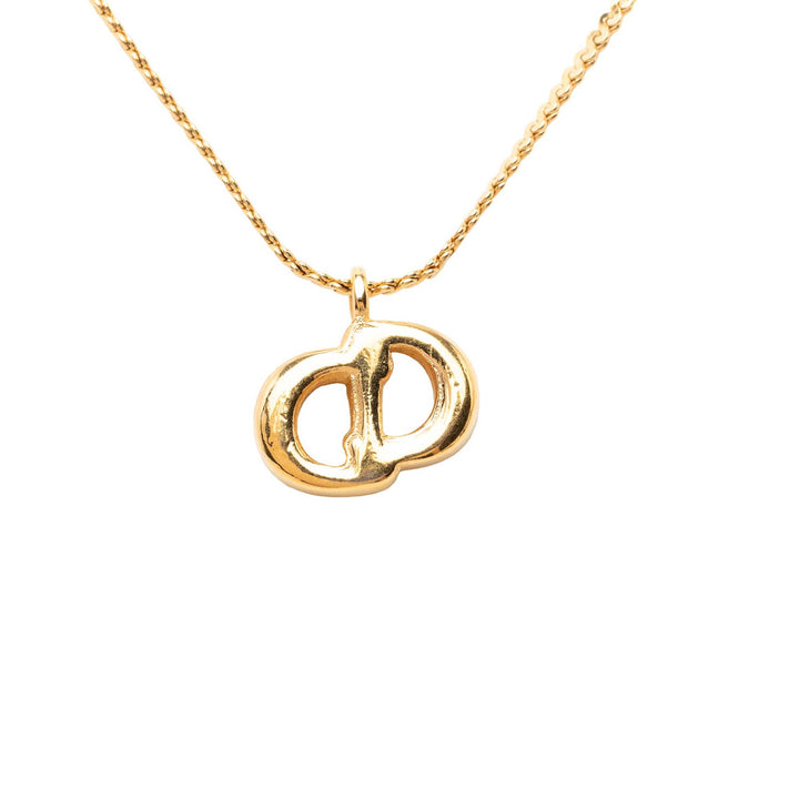 Dior plaqué Strass CD Logo Pendant Collier