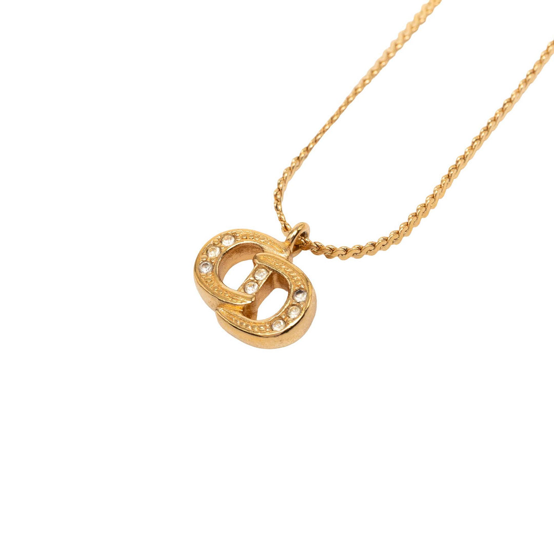 Dior plaqué Strass CD Logo Pendant Collier