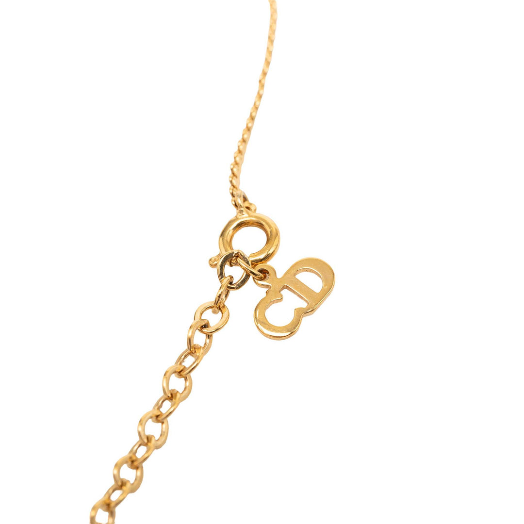 Dior plaqué Strass CD Logo Pendant Collier
