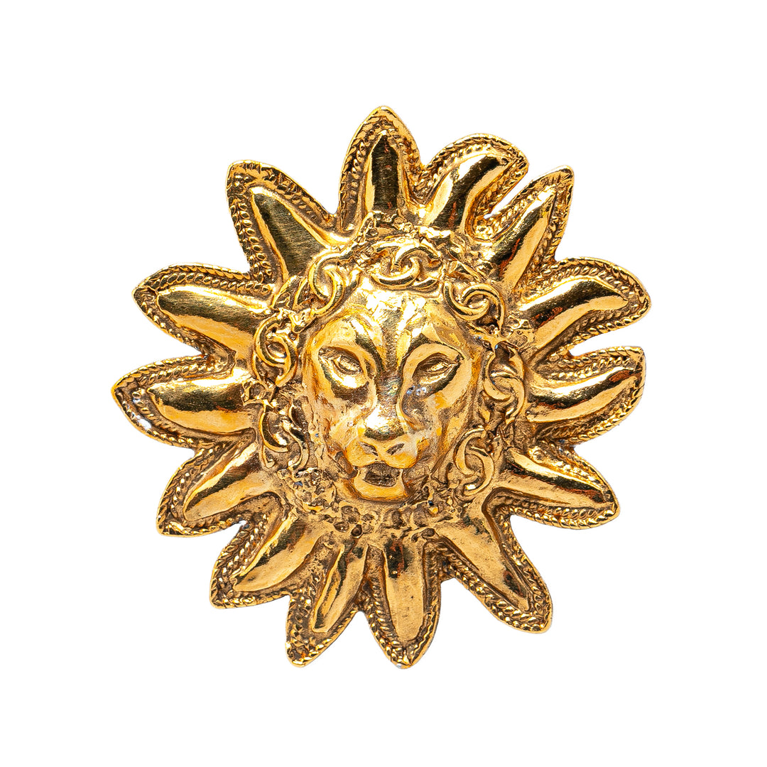 Gold Plated Lion Pin Brooch Gold - Gaby Paris