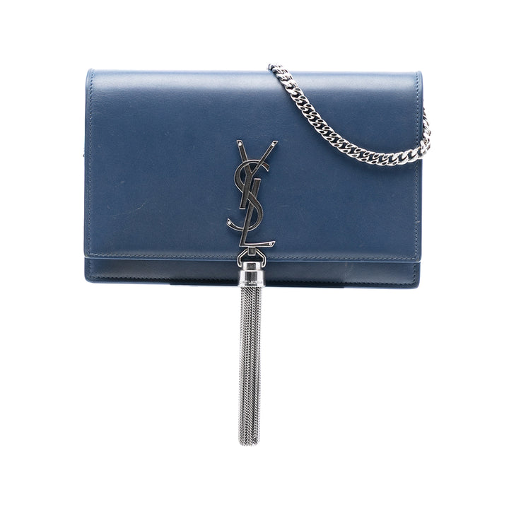 Saint Laurent Smooth Cuir de veau Monogram Kate Pompon Wallet on Chain
