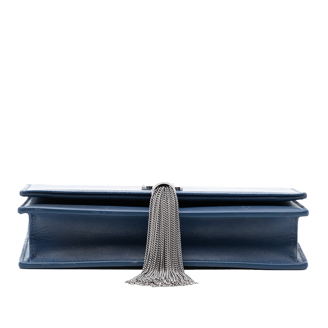 Saint Laurent Smooth Cuir de veau Monogram Kate Pompon Wallet on Chain