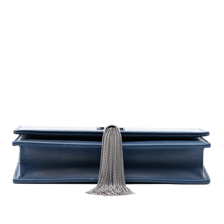 Saint Laurent Smooth Cuir de veau Monogram Kate Pompon Wallet on Chain
