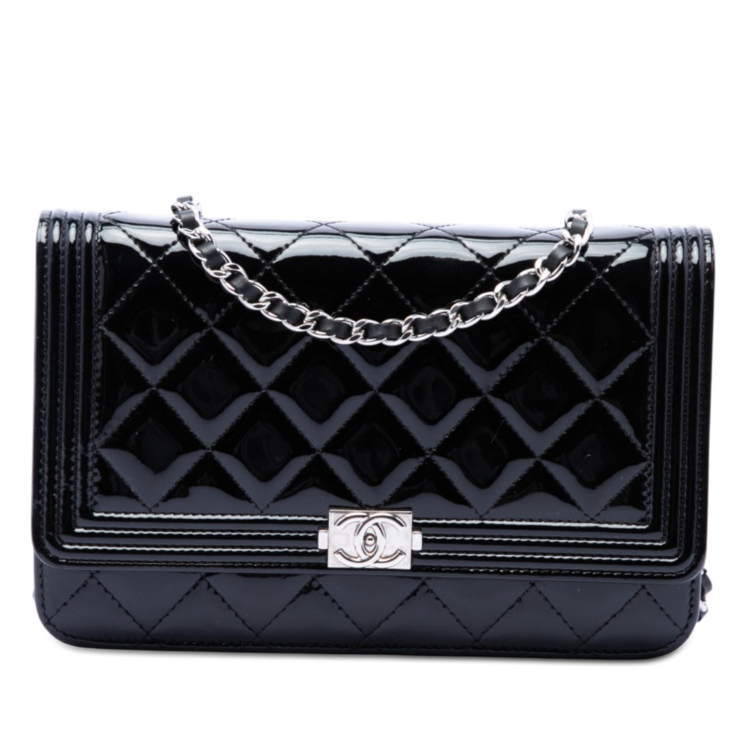 Chanel Matelassé Cuir verni Boy Wallet on Chain