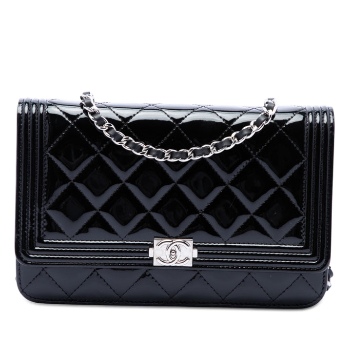 Chanel Matelassé Cuir verni Boy Wallet on Chain