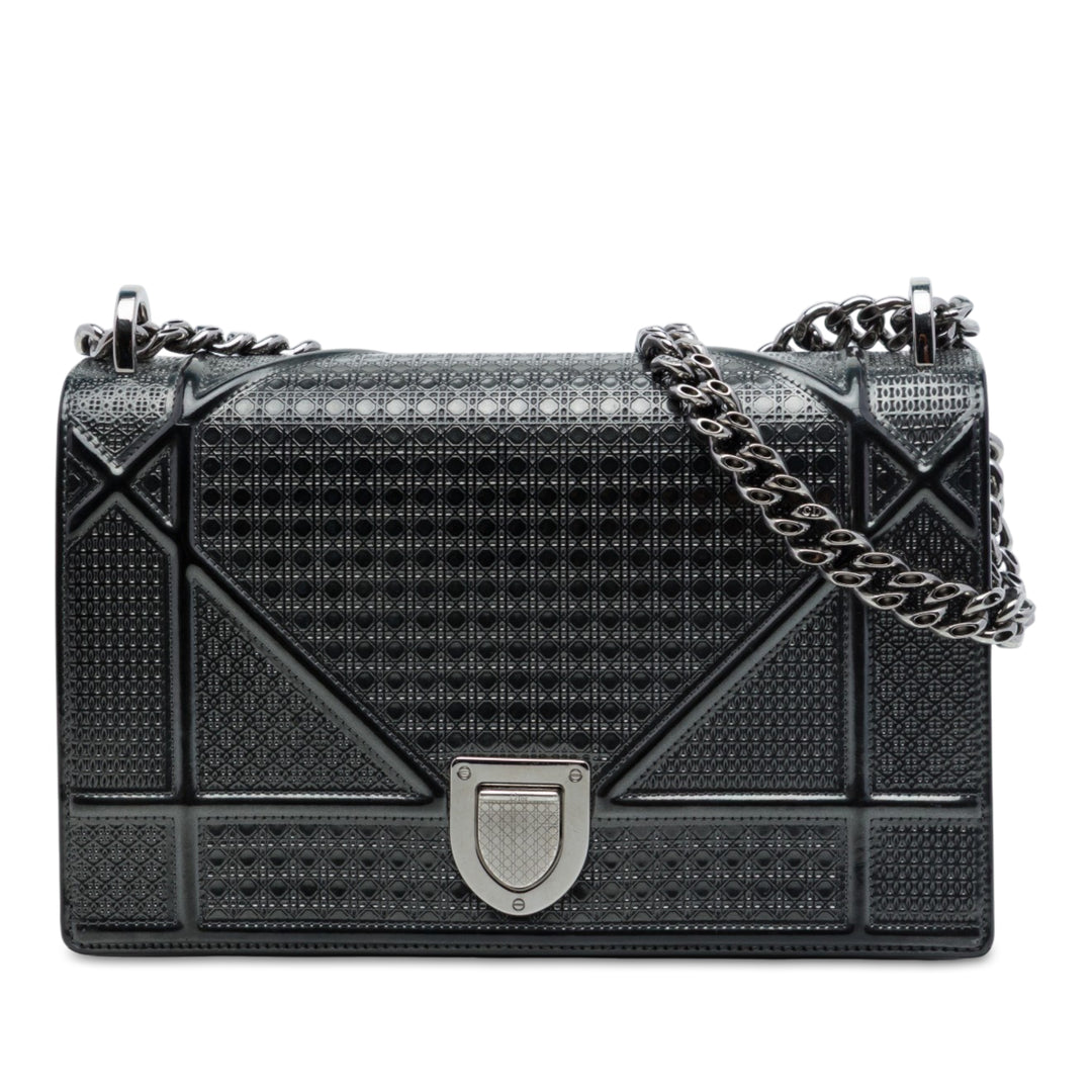 Dior Microcannage Diorama à rabat Moyen Noir – vue principale – GABY PARIS