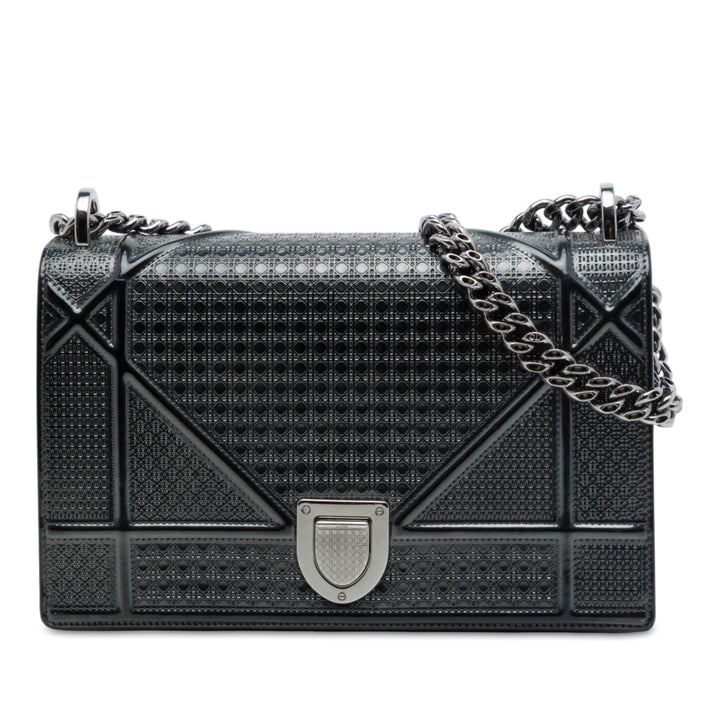 Dior Microcannage Diorama à rabat Moyen Noir – vue principale – GABY PARIS