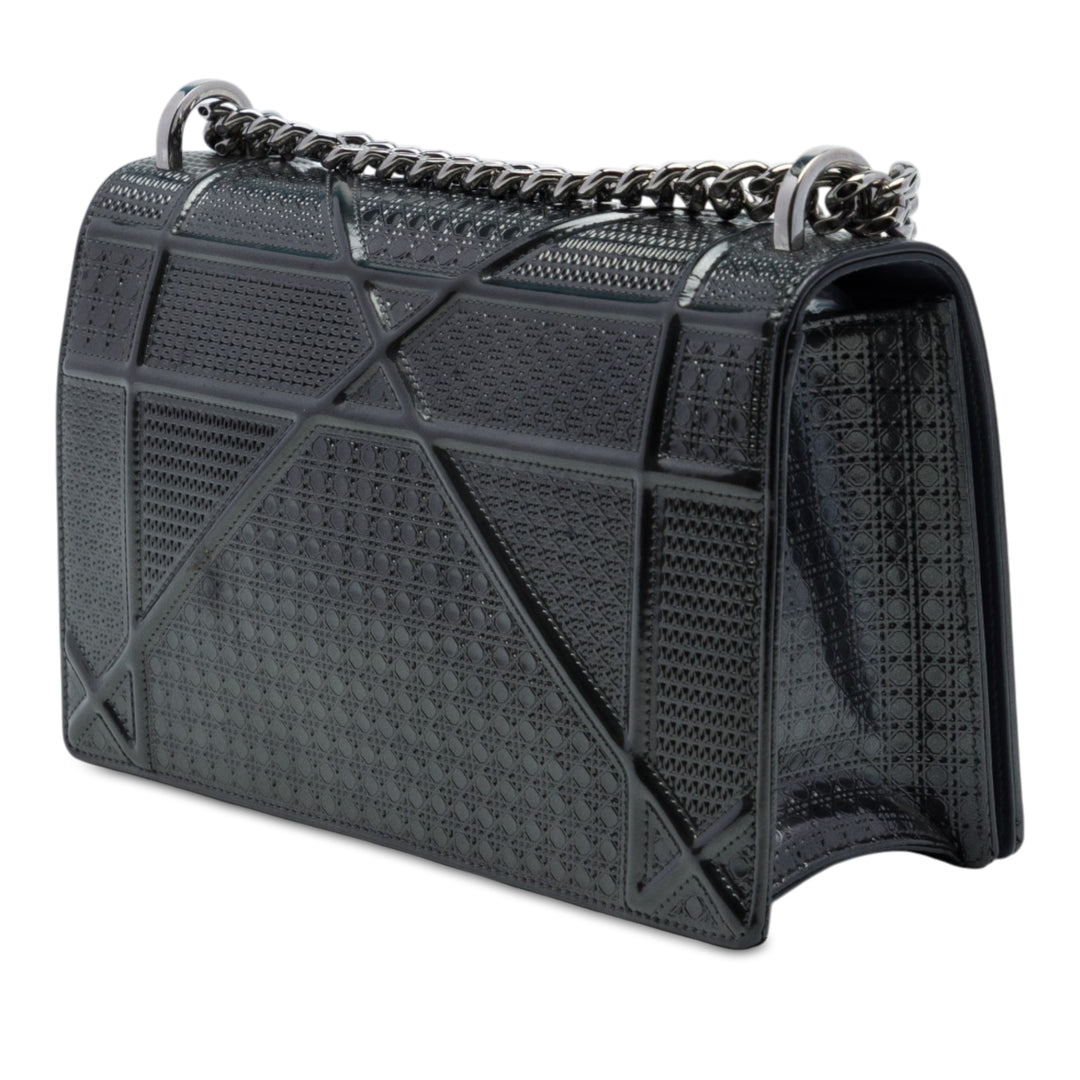 Dior Microcannage Diorama à rabat Moyen Noir – vue 2 – GABY PARIS
