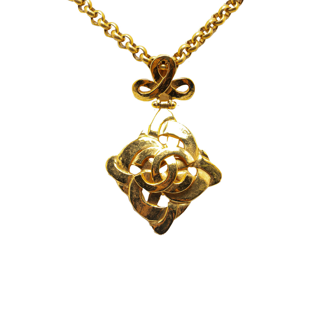 Gold Plated CC Pendant Necklace Gold - Gaby Paris