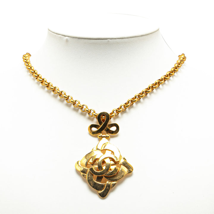 Gold Plated CC Pendant Necklace Gold - Gaby Paris