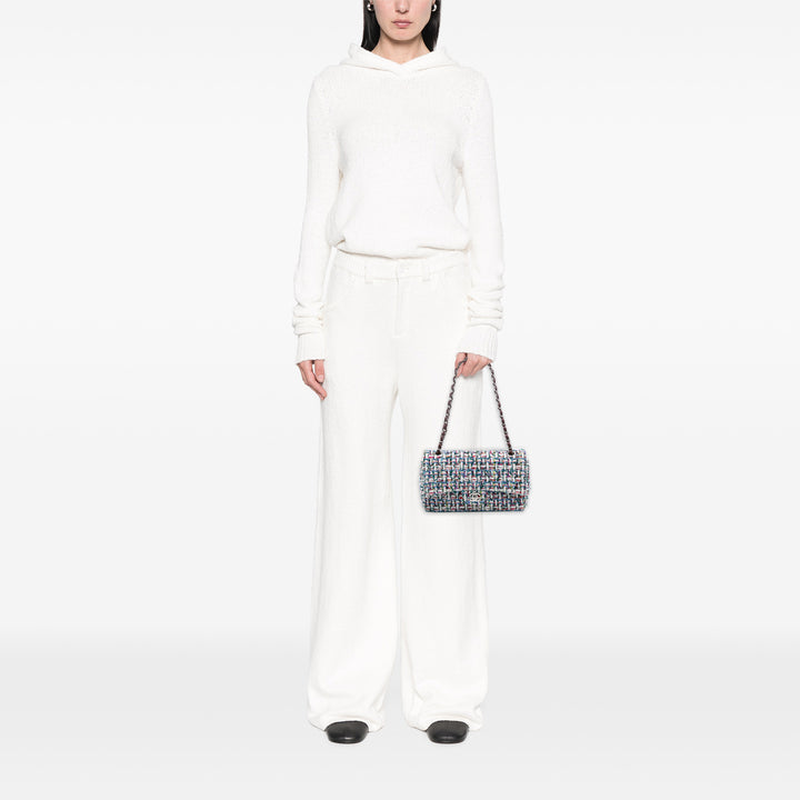 Chanel Medium Classic Tweed Double rabat Blanc
