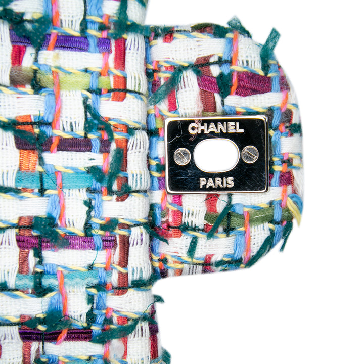 Chanel Medium Classic Tweed Double rabat Blanc