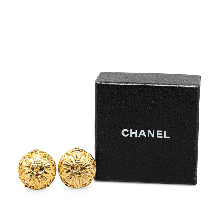 Gold Plated CC Clip On Earrings Gold - Gaby Paris